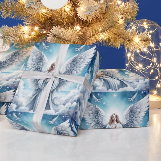 Papier Cadeau Bel Ange Gardien Blanc (Vacances)