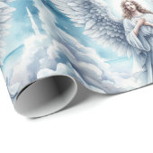 Papier Cadeau Bel Ange Gardien Blanc (Coin rond)