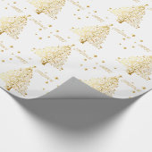 Papier Cadeau Bel arbre de Noël métallique étoilé d'or (Coin)