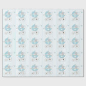 Papier Cadeau Bel éléphant de bleus layette (Plat)