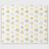 Papier Cadeau Bel éléphant de jaune de bébé (Plat)