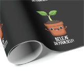 Papier Cadeau Beleaf En Vous-Même Drôle Plante Pun Dark BG (Coin rond)