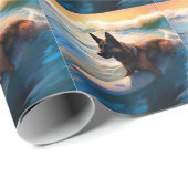 Papier Cadeau Belge Shepherd Beach Surf Peinture (Coin rond)