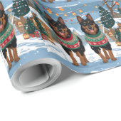 Papier Cadeau Belgian Malinois Dogs Christmas Snow Holiday  (Coin rond)