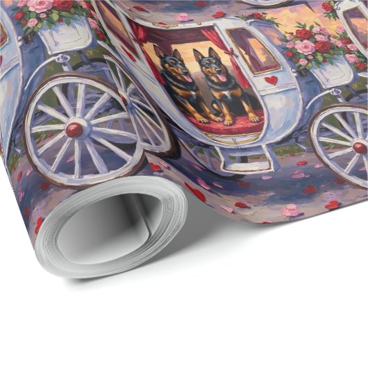 Papier Cadeau Belgian Shepherd Dog Valentine's Day (Coin rond)