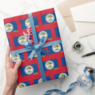 Papier Cadeau Belize Wrapping Paper, patriotes du Drapeau bélizi