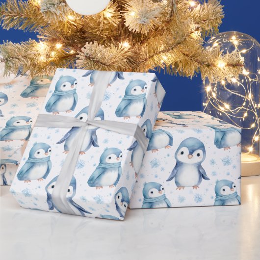 Papier Cadeau Belle aquarelle bébé pingouin Noël (Vacances)