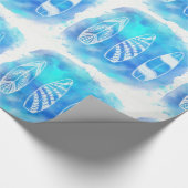 Papier Cadeau Belle aquarelle Bleue Eau Surfboards art (Coin)