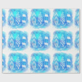 Papier Cadeau Belle aquarelle Bleue Eau Surfboards art (Plat)