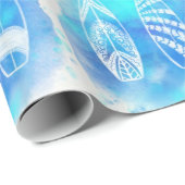 Papier Cadeau Belle aquarelle Bleue Eau Surfboards art (Coin rond)