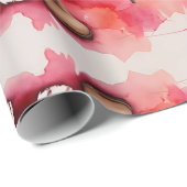 Papier Cadeau Belle aquarelle couple mariage (Coin rond)