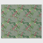 Papier Cadeau Belle aquarelle Holly et Berries (Plat)