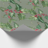 Papier Cadeau Belle aquarelle Holly et Berries (Coin)