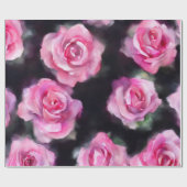 Papier Cadeau Belle Aquarelle Moderne Collection Roses Rose (Plat)