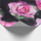 Papier Cadeau Belle Aquarelle Moderne Collection Roses Rose (Coin)