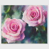 Papier Cadeau Belle aquarelle moderne Collection Roses roses ros (Plat)