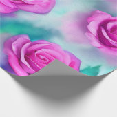 Papier Cadeau Belle aquarelle Moderne Roses Rose Collection (Coin)