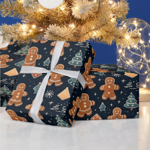 Papier Cadeau Belle aquarelle pain d'épices de Noël