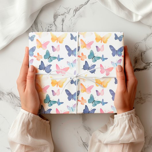 Papier Cadeau Belle Aquarelle papillon Motif coloré