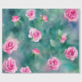 Papier Cadeau Belle Aquarelle Populaire Collection Roses Roses R (Plat)