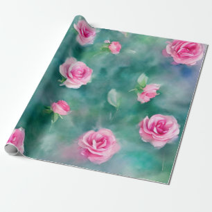 Papier Cadeau Belle Aquarelle Populaire Collection Roses Roses R
