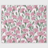 Papier Cadeau Belle aquarelle rose Fleurs de carnation (Plat)
