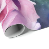 Papier Cadeau Belle Aquarelle Rose Rose Collection Populaire (Coin rond)