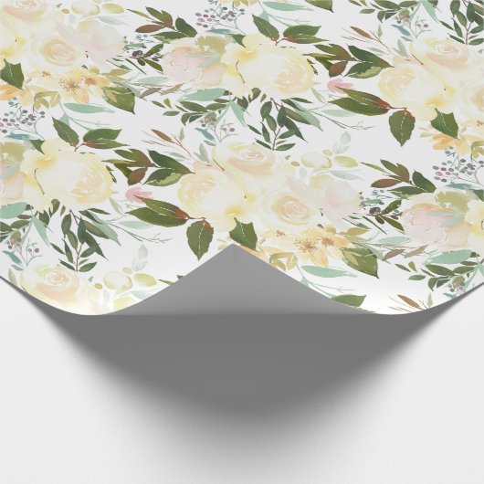 Papier Cadeau Belle aquarelle Roses Blanches (Coin)