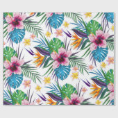 Papier Cadeau Belle aquarelle tropicale à peinture florale (Plat)