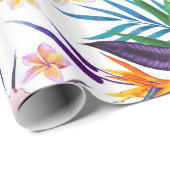 Papier Cadeau Belle aquarelle tropicale à peinture florale (Coin rond)
