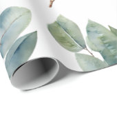 Papier Cadeau Belle aquarelle verdure botanique (Coin rond)