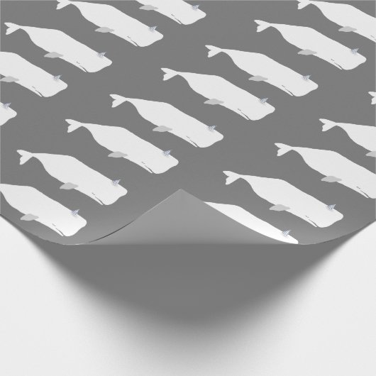 Papier Cadeau Belle baleine blanche Mer Océan gris neutre (Coin)