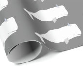 Papier Cadeau Belle baleine blanche Mer Océan gris neutre (Coin rond)