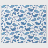 Papier Cadeau Belle baleine bleue (Plat)