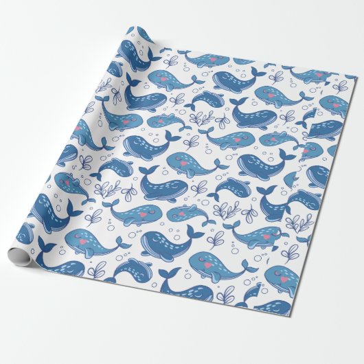 Papier Cadeau Belle baleine bleue (Déroulé)