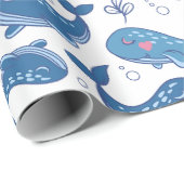 Papier Cadeau Belle baleine bleue (Coin rond)
