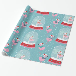 Papier Cadeau Belle boule de neige flamingo