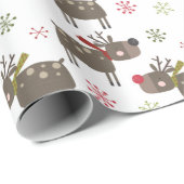 Papier Cadeau Belle caricature de rennes (Coin rond)