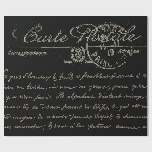 Papier Cadeau Belle Carte Postale écriture française  (Plat)