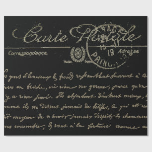 Papier Cadeau Belle Carte Postale Script Français  