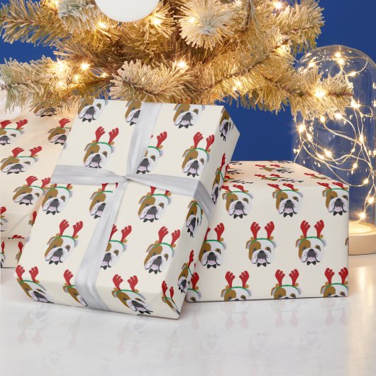 Papier Cadeau Belle Chien à taureaux anglais avec Casquette Rein (Vacances)