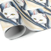 Papier Cadeau Belle collection de chats d'aquarelle moderne mign (Coin rond)