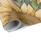 Papier Cadeau Belle collection de tournesol tendance (Coin rond)