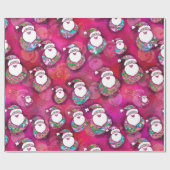 Papier Cadeau Belle Confetti Rose Santas Pour Noël (Plat)