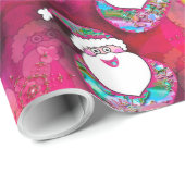 Papier Cadeau Belle Confetti Rose Santas Pour Noël (Coin rond)