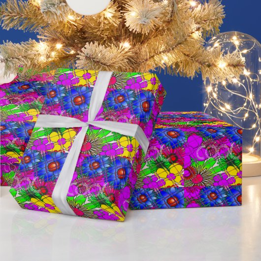 Papier Cadeau Belle couleur Extraordinaire motif floral design (Vacances)