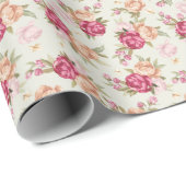 Papier Cadeau Belle couleur motif pivoine sur vert (Coin rond)