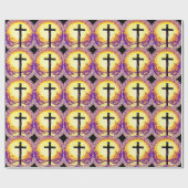 Papier Cadeau Belle Croix chrétienne détaillée (Plat)