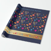 Papier Cadeau Belle décoration de partie heureuse de Hanoukka (Déroulé)