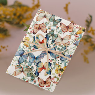 Papier Cadeau Belle découpage de crème papillon vintage